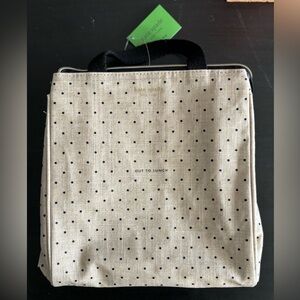Kate Spade Beige and Black Polka Dot “Out to Lunch” Lunch Bag